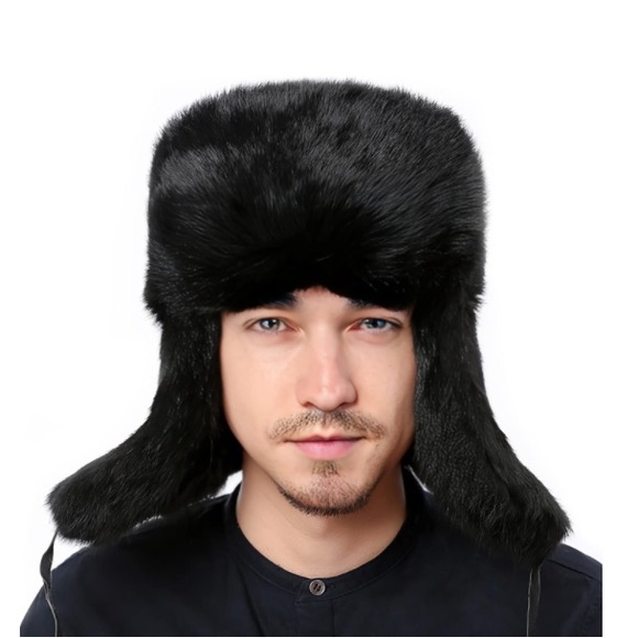 Russian Men Women Fur Hat with 100% Rabbit Fur Aviator Earflap Hat Windproof - Picture 1 of 8